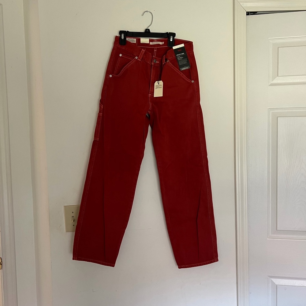 New Levi's Red Utility Dad Jeans